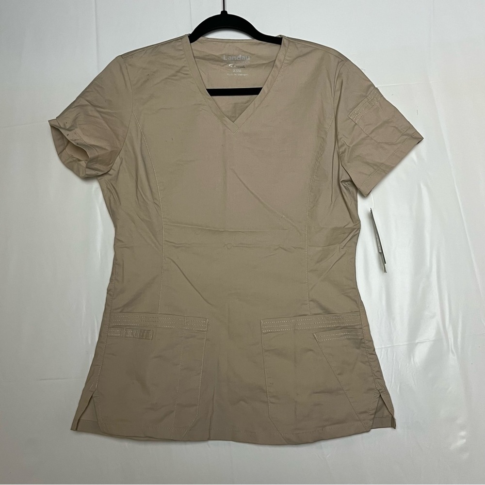 5/$30 Landau women short sleeve stretch comfort top‎ uniform scrubs nurse Sz Xsm
